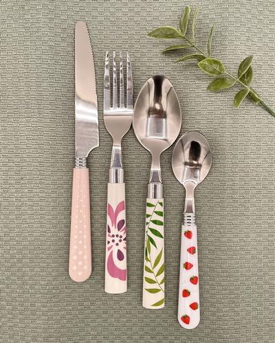 Gypsy Color Eclectic Mosaic Mix & Match Stainless Steel Flatware Collection, Set of 16 Eclectic Collection Service for 4 (16 pcs)