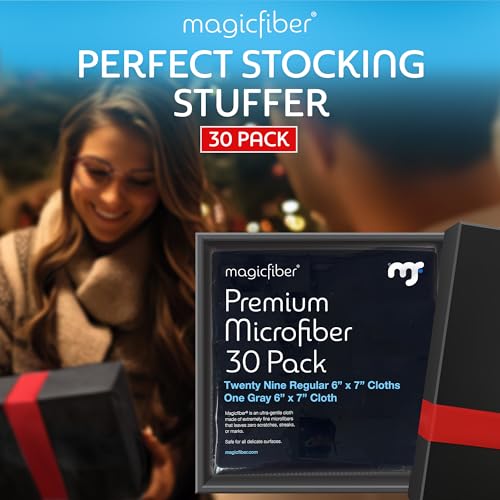 MagicFiber 34 PK Glasses Cleaner and Storage Kit - 4 Eyeglass Storage Pouches + 30 Microfiber Cleaning Cloths - Premium Eye Glass Pouches and Glasses Wipes