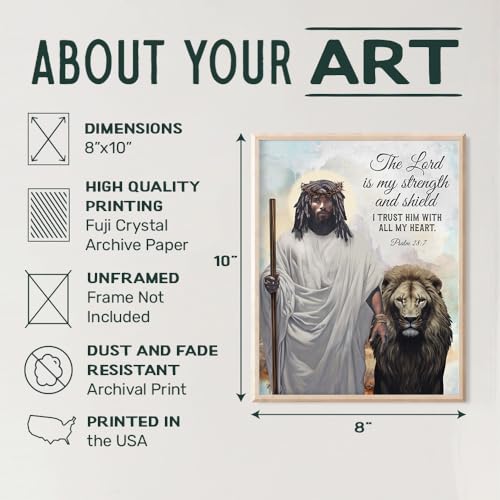 Black African American Jesus Poster - Christian Scripture Wall Art for Men
