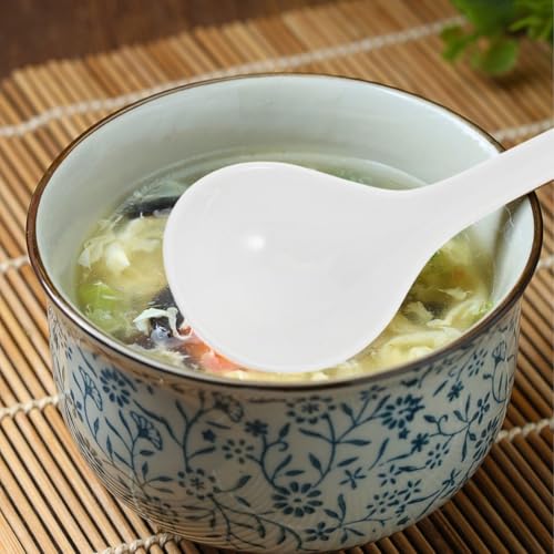Porcelain Soup Ladle 10.2 Inch Large Bone China Chinese Soup Spoon Dishwasher and Microwave Safe for Pho Ramen Cooking and Serving