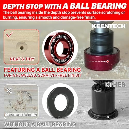 KEENTECH 3/8-inch carbide tipped countersink tapered drill bit with 5/32-inch drill diameter and depth stop