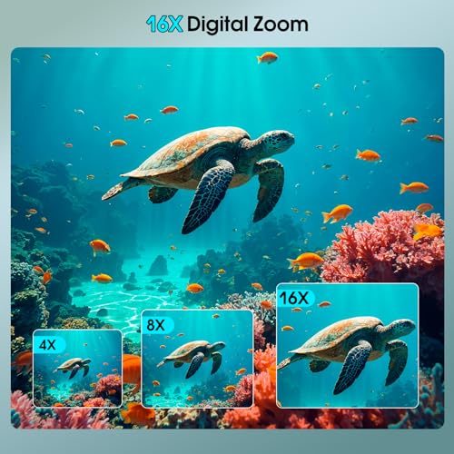 4K Underwater Camera, 64MP 16FT Waterproof Camera, 16GB Card, Blue