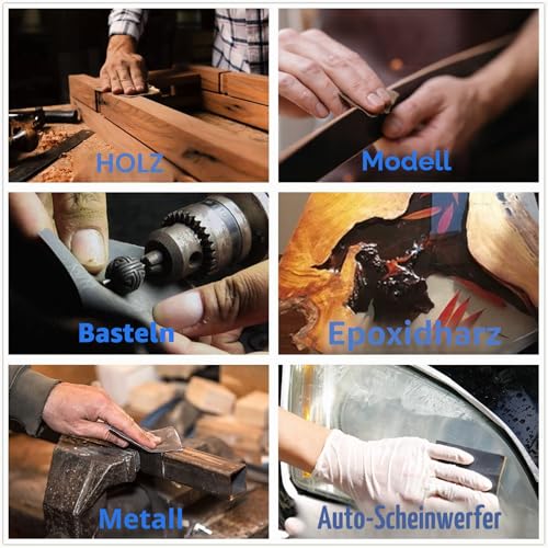 FEIHU Sandpaper Set, Grit from 120/180/240/320 to 7000/8000/10000, Waterproof Wet and Dry for Automated Sanding, Epoxy Resin, Wood, Stone, Varnish, Metal, Cars, 9 x 3.6 Inches (51 Pieces) 51pcs/229x91mm/120-10000