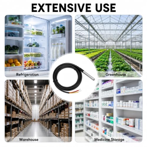 Pack of 5 DS18B20 Waterproof Temperature Sensor 1-Wire Digital Temperature Sensor 5 m Cable Compatible with Arduino Raspberry Pi Shelly Temperature Sensor for Industrial DIY Projects