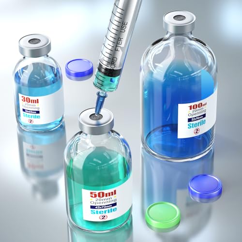 Ks-Tek Sterile Empty Vials with Self-Healing Injection Port with Hinged Aluminum Lid Sterile Packaging (100ml, 4) 100ml
