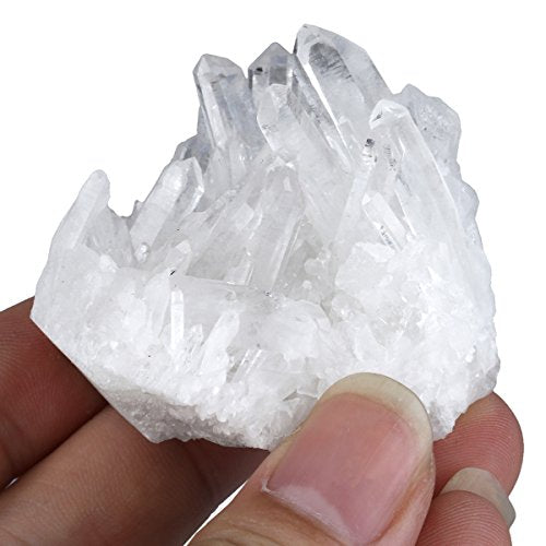 mookaitedecor Titanium Coated Natural Rock Crystal Cluster Geode Specimen Transparent White