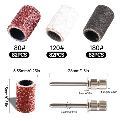 248 Piece Sanding Sleeves Set with Free Box 80/120/180 Grit Sanding Drum Including 246 Pieces Sanding Belt Sleeves (Czerwony/Biały/Czarny) + 2 Pieces Sanding Roller for Dremel Rotary Tool SQ-248PCS