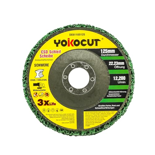 125 mm CSD Disc, Sanding Disc, Cleaning Disc Set, 5 Pieces, Coarse Cleaning Disc, Rust Remover, Metal, Sanding Discs for Angle Grinders, Diameter 125 x 22.23 mm Diameter 125 x 22 mm, 5 pieces.