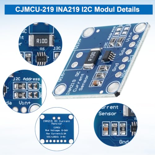 8pcs CJMCU-219 INA219 I2C Module, Bidirectional DC Current/Power Monitoring Sensor Module for Arduino and Raspberry Pi