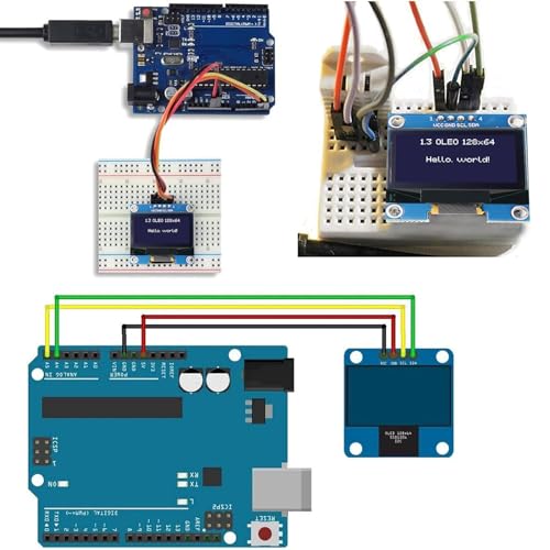 3 x 1.3 Inch OLED Display I2C 128 x 64 Pixel I2C Screen Display Module, OLED Display Module for Arduino (White Sign) White
