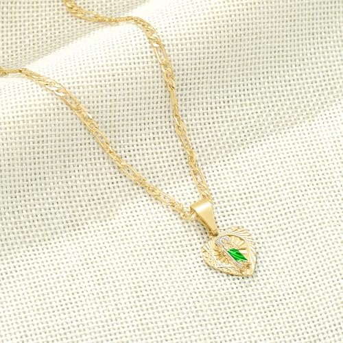 Saint Jude Heart Pendant Necklace 14K Gold Plated – 22 Inch Figaro Chain, Religious Catholic Jewelry Gift for Women & Men