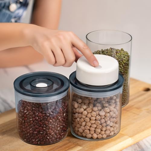 Vacuum Coffee Canister Set 19oz & 32oz Borosilicate Glass Canister Set+Vacuum Sealer
