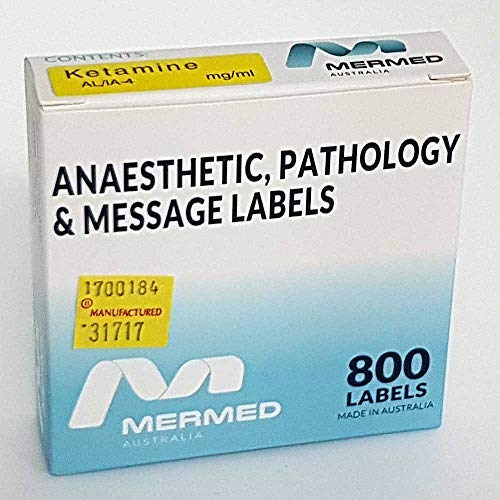 [Australia - AusPower] - Ketamine Anesthetic Syringe Labels - Box of 800 Labels on roll (1" core) in Box. Printed in Australia by Specialist Medical Printer. Latex-Free Adhesive. 