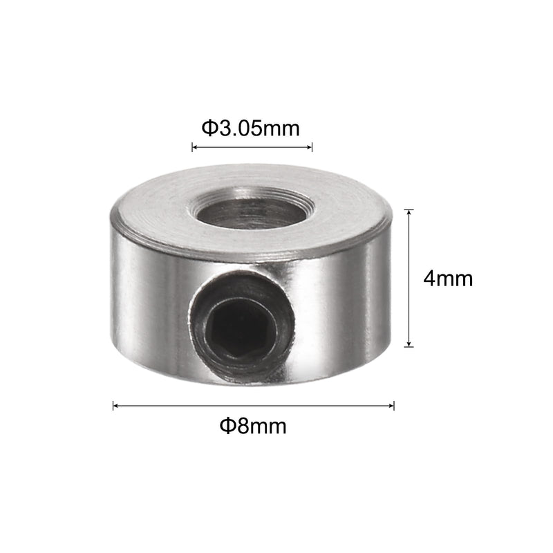 [Australia - AusPower] - uxcell 10pcs Set Screw Collars 3.05mm Bore Shaft Collars, 8mm OD, 4mm Width, Landing Gear Stopper Wheel Collar 