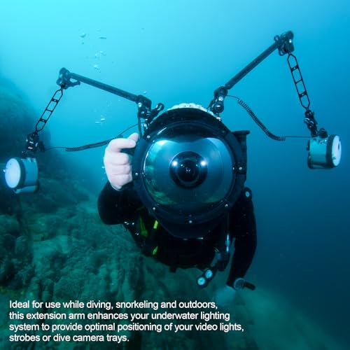 2Pcs 9" Double Ball Extension Arm Aluminum Alloy for Underwater Lighting