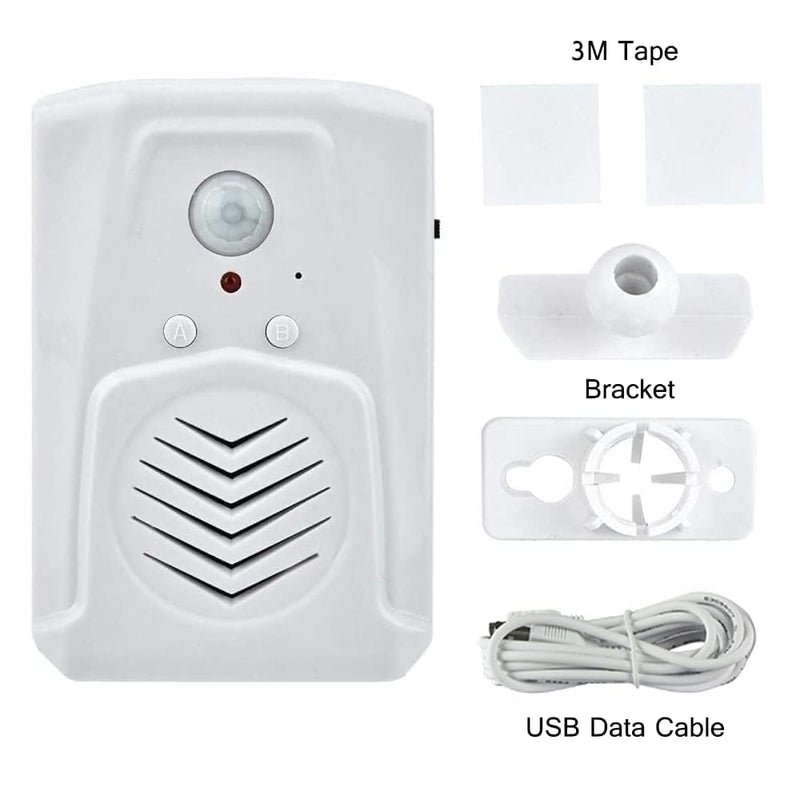 [Australia - AusPower] - PIR Motion Sensor Activated Sound Player Speaker with USB Cable, Download Your own MP3 Audio Files to Play Speech, Music or Sound Effects (White) 
