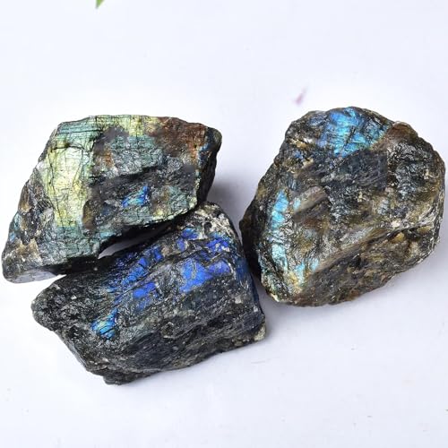 Raw Labradorite Stone Blue Rough Labradorite Rock Healing Crystal and Stone for Tumbling Meditation 0.6-0.8 Pound