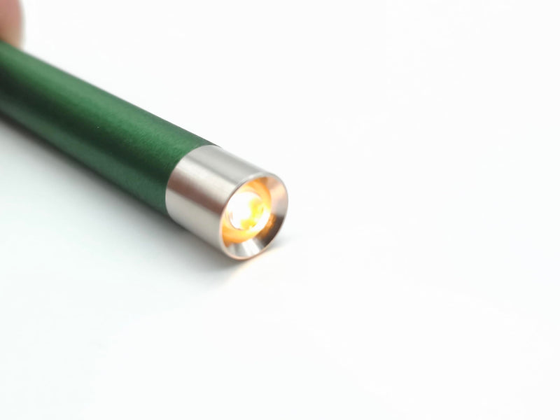 RC Diagnostic Light Pupil Light Aluminum Green with Clip Moment Switch and Incandescent Bulb