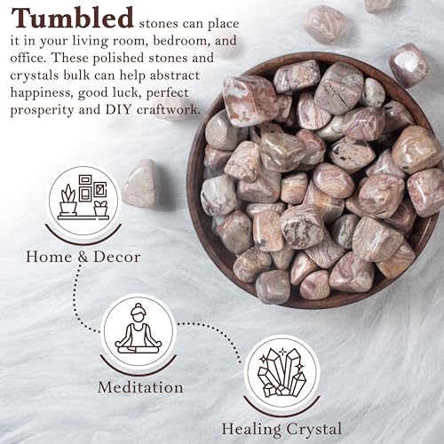 "Crocon 1LB Rosetta Jasper Tumbled Stones and Crystals Bulk 2000+ Carats Natural Crystal Kit for Reiki Healing Crystal Polished, Tumble Stones, Chakra Balancing, Reiki Gift, Home Decor Size : 20mm" 1 Pound Rosita jasper