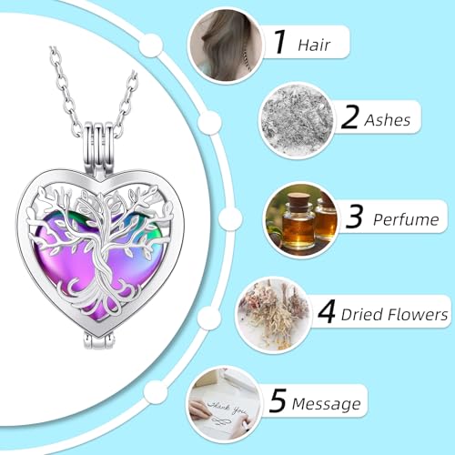 Openable Heart Cremation Urn Necklace for Ashes Stainless Steel Memorial Ash Pendant Keepsake Jewelry Cremation Jewelry for Women Silver-Colorful