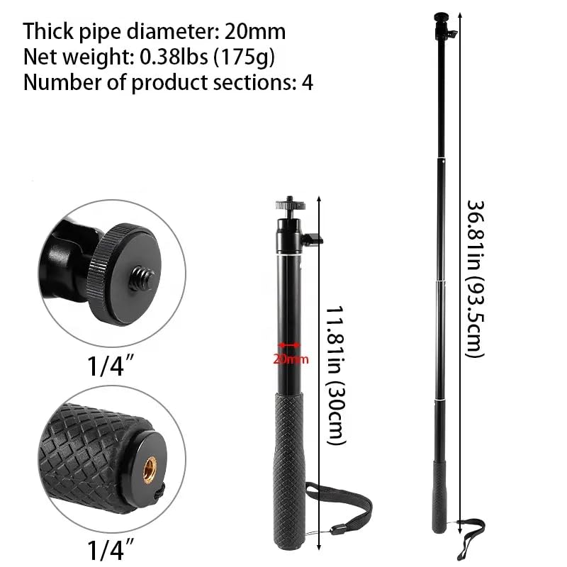 Radiacode 102/103 Portable Extension Rod Handle for Geiger Counter, Aluminum Selfie Stick for Safer Search. 36 inches