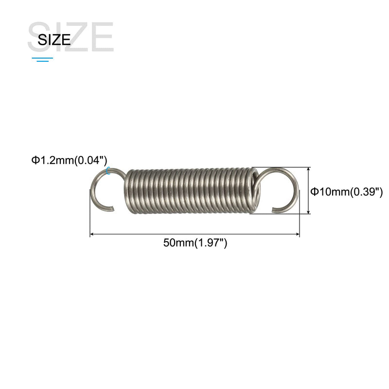 [Australia - AusPower] - Extension Spring (1.2x10x50mm/0.047"x0.39"x1.97") 2Pcs, Stainless Steel Tension Spring Wire - for Home Repair Construction Machinery 0.047"x0.39"x1.97" 