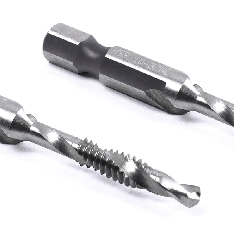 [Australia - AusPower] - 5PCS Combination Drill Tap Bit Set Screw Tapping Hex Shank HSS MetricImperial Plug Drill Bits Hand Tools 6-32NC, 6-32NC (3.5mm) 6-32NC (3.5mm) 