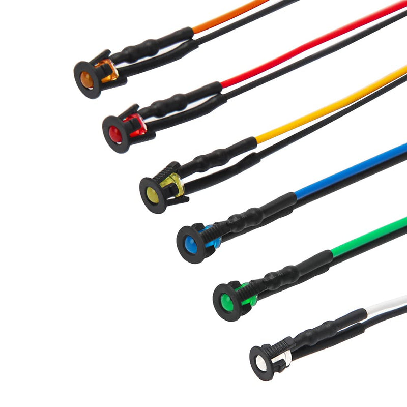 60 pieces 3 mm 12 V pre-wired LED diode light, white, orange, red, yellow, blue, green, 3 mm LED diffuse emitting diode with 20 cm cable + 60 pieces 3 mm plastic LED diode holder 3mm Multicolor Diffuse