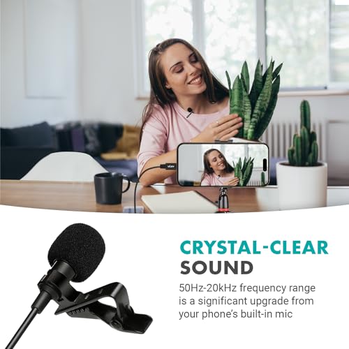 Movo uLav-L Digital Lavalier Omnidirectional Clip on Microphone with USB-C Connector Compatible with iPhone 15/16/17 and Up, iPad-Pro (20-Foot Cord) Single Lav with 20-foot Cord