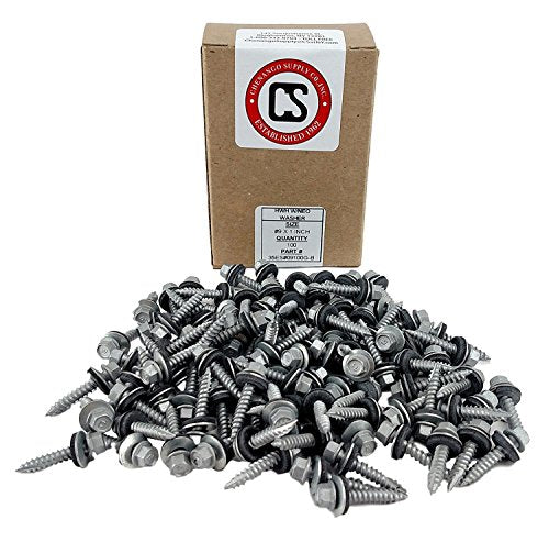 Chenango Supply #9 x 1-inch hex washer head metal roof screws for sheet metal fastening