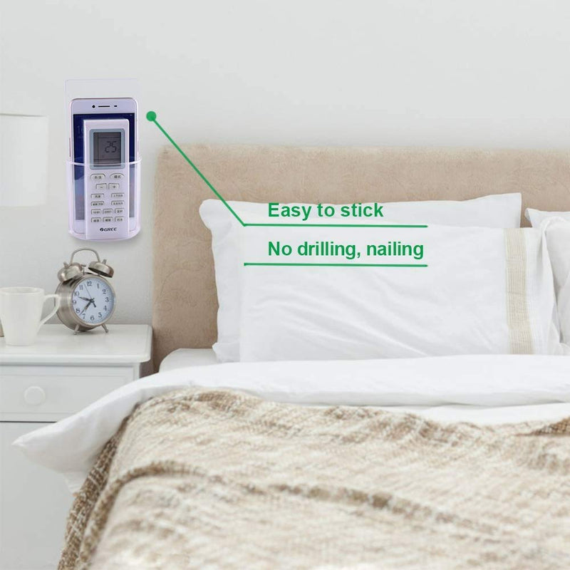[Australia - AusPower] - Remote Control Holder Wall Mount Damage-Free (2 pack), Clear Media Organizer Storage Box, Table and Nightstand Convenient Remote Caddy 