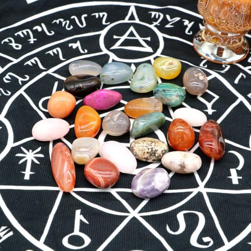Natural Crystal and Healing Stones Set,24 Pc Agate Stones Rock Gemstones,Witches Reiki Energy Balancing Meditation Divination Home Decor DIY 1.1