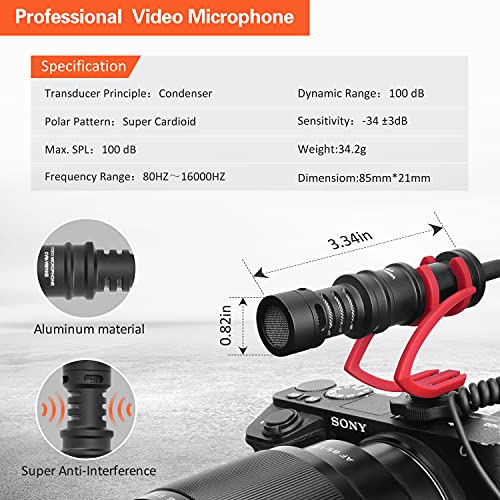 COMICA CVM-VM10II Universal Shotgun Microphone for Camera, iPhone, Android Red