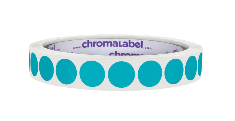 ChromaLabel 0.50 Inch Round Label Permanent Color Code Dot Stickers, 1000 Labels per Roll, Teal