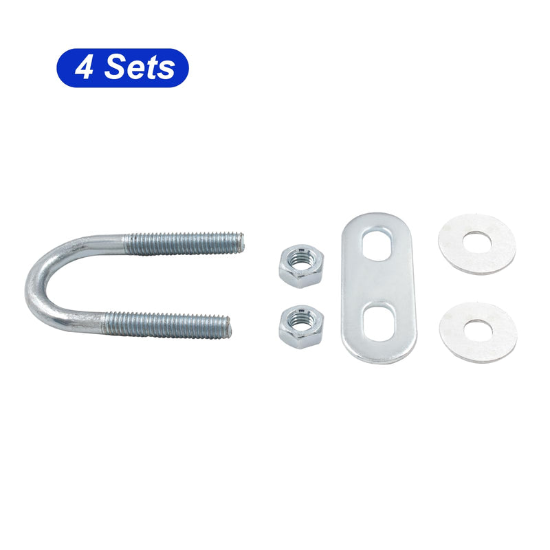 [Australia - AusPower] - 4 Pcs Round U Bolts M6 Bend U Bolts in Zinc Plated Steel U Clamp with Nut, Plate, Washer(20mm Inner Width 50mm Length) M6*20mm*50mm 