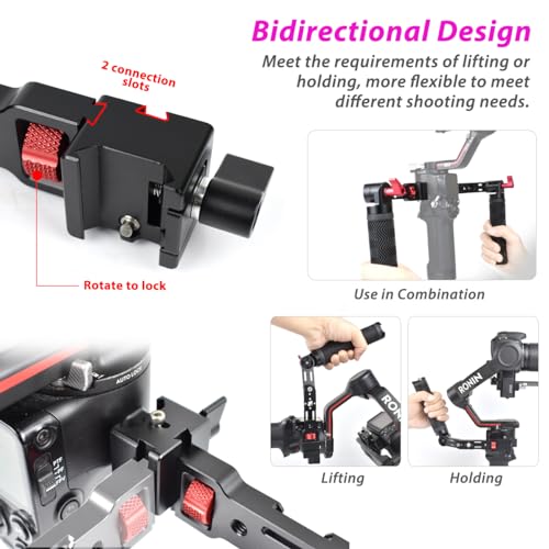 Adjustable NATO Briefcase Sling Handle for DJI Ronin RSC2 / RS3 / RS3 Mini, Gimbal Handgrip Extension Grip with Cold Shoe Mount 1/4" 3/8" Holes for Video Light, Microphone, Monitor