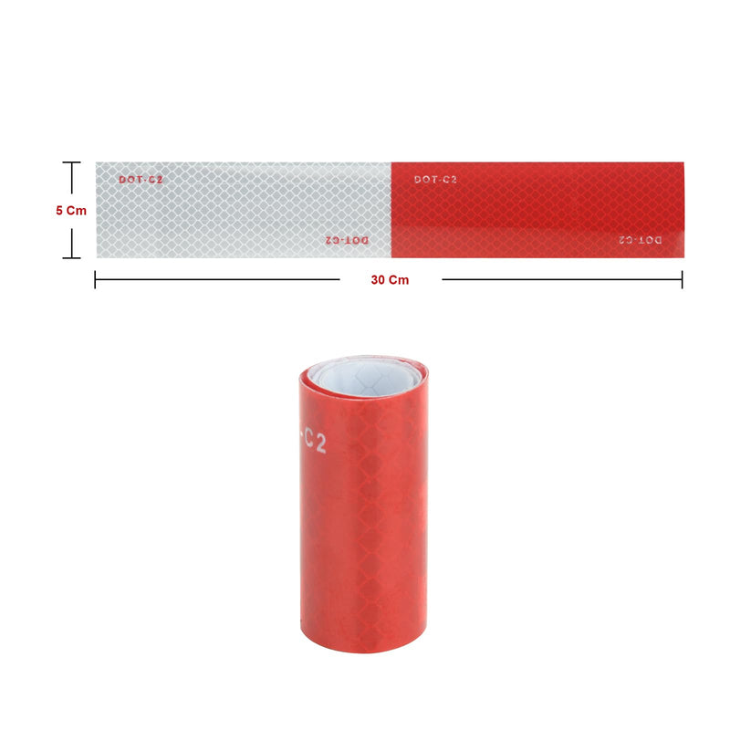 Reflective Tape 2"×12“×20 Pack 1Pcs Resin Scraper Red/White Conspicuity Safety Caution Warning DOT-C2 Self-Adhesive Tape Trailer Reflector - for Cars, Trucks, Trailers, Boats, Signs 20