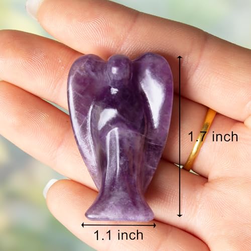 Amethyst Purple Crystal Guardian Angel Statue Healing Decor Gift
