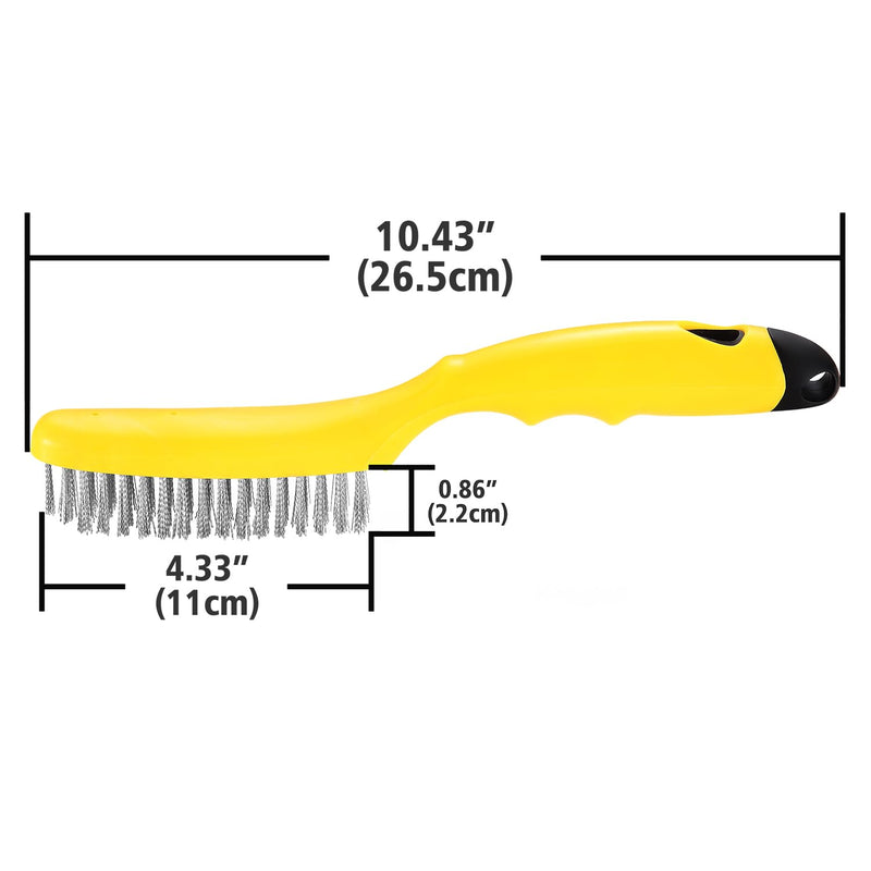 [Australia - AusPower] - Stainless Steel Wire Brush 2 Pcs | 79 Bundles of bristles, 10.5" Plastic Contoured Handle | Heavy Duty Scratch for Cleaning Rust & Dirt Before Welding, Dust and Paint Scrubbing (LWH-2SP) 