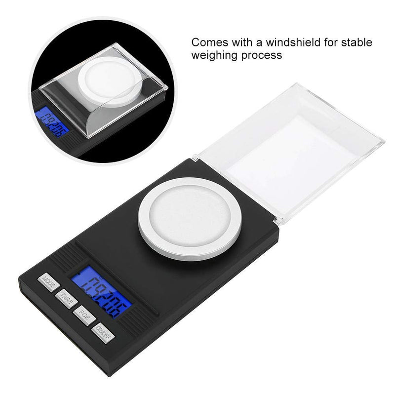 [Australia - AusPower] - Digital Milligram Jewelry, LED Digital Display Mini Portable High Precision 0.001g Pocket Jewelry with Calibration Weights Tweezers and Weighing Pans (50g) 