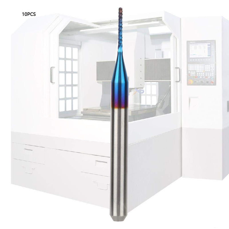 [Australia - AusPower] - 10 Pieces Tungsten Milling Cutter Blue Coated Spiral Milling Machine Cutter Drill CNC Cutter Set Tool (0.8 mm) 