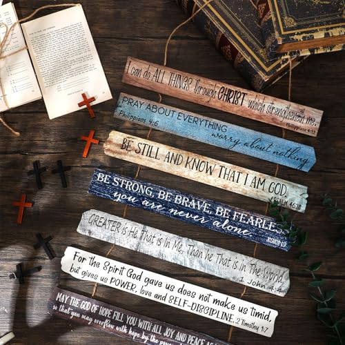 Yookeer 7 Tier Christian Wall Art Bible Verses Brown English Style