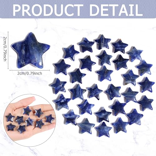 QINJIEJIE 20 PCS Blue Sodalite Star Crystals Healing Stones Mini Crystal