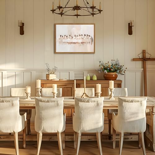 Jesus Last Supper Wall Art, Christian Wall Decor Paintings, Christ Pictures Religious Home Decor for Living Room Dining Room Church Prayer Room Bedroom 12x16 inch Framed 16"L x 12"W