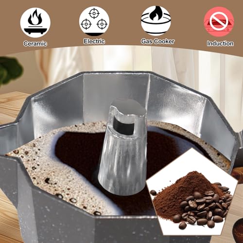 Aluminum 3 Cup 150ml Moka Pot Express Coffee Maker Stovetop Grey
