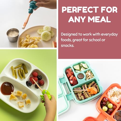 Food Picks for Kids – Kids Food Picks for Lunchbox, Self Feeding Utensils for Picky Eaters, Feeding Therapy Tools, BPA Free, Animal Design (3-Pack) 3