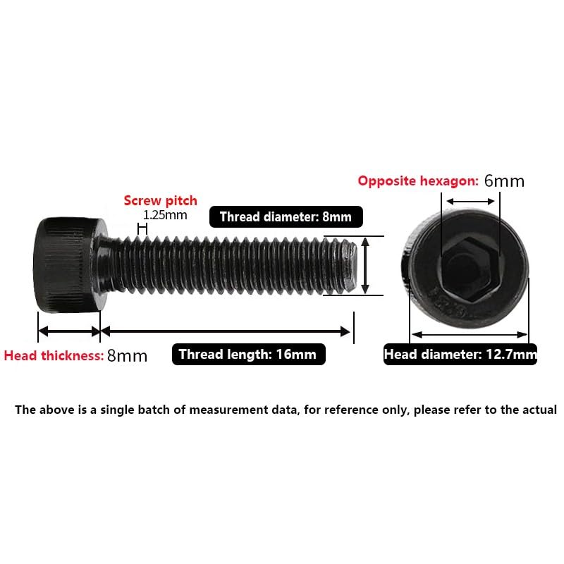 XunLiu 50PCS M8X16mm Hex Socket Head Cap Screws | Grade 12.9 Alloy Steel,Black Oxide, DIN912,High Strength for 3D Printer Hotend,Drone,PCB, Micro Electronics 50
