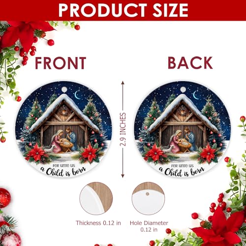 Nativity Christmas Ornament 2026 Snowy Stable Manger Faith Gift