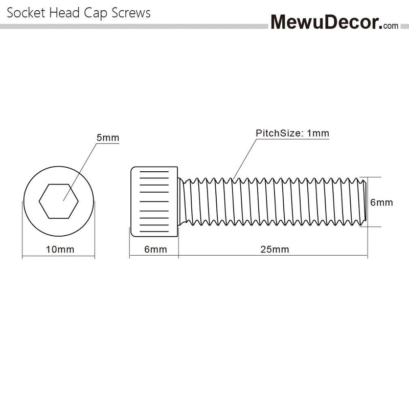 [Australia - AusPower] - M6-1.0 x 25mm Socket Head Cap Screws Metric, Allen Socket Drive, Stainless Steel 18-8 (304), Full Thread, Bright Finish, Machine Thread, 20 PCS M6 x 25mm 