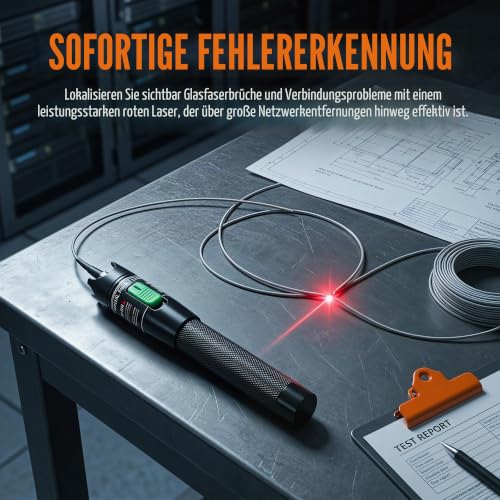 Fiber Optic Tester 10 mW 10 KM Fiber Optic Tester, Visual Fault Locator 10 km VFL Fiber Optic with 2.5 mm FC Plug to LC Female Adapter Fiber Testing | Visual Fault Locator, Fiber Optic Tester, Portable Mini Red Fiber Optic Cable Tester orange